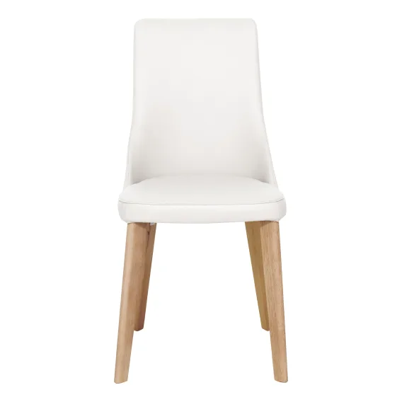 Panama Dining Chair in Leather Pure White / Clear