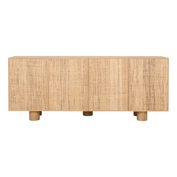 Pablo Buffet 180cm in Light Wash Oak / Raffia