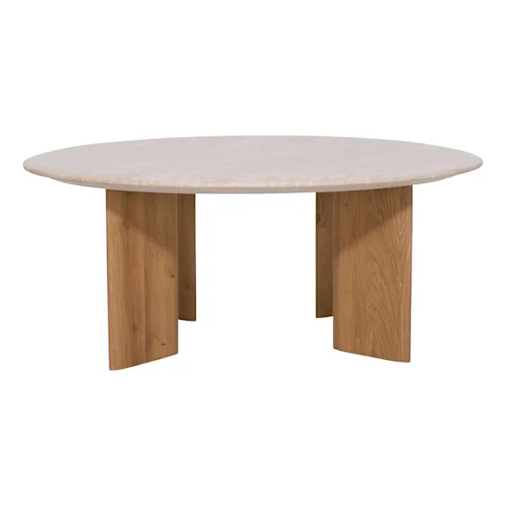 Perotti Coffee Table 100cm in American Oak / Italian Travertine