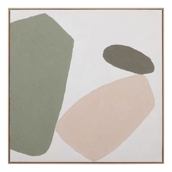 Pebble Abstract Square Box Framed Canvas in 100 x 100cm
