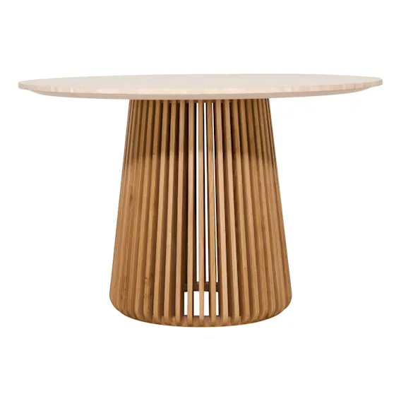 Pila Round Dining Table 120cm in American Oak / Travertine