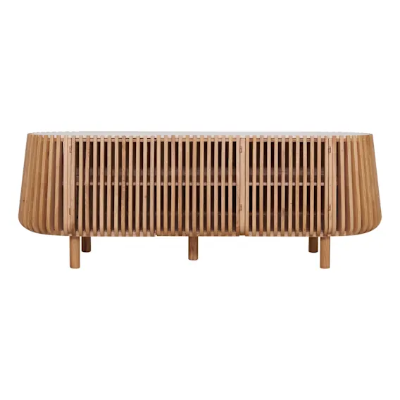 Pila Entertainment Unit 160cm in American Oak / Italian Travertine