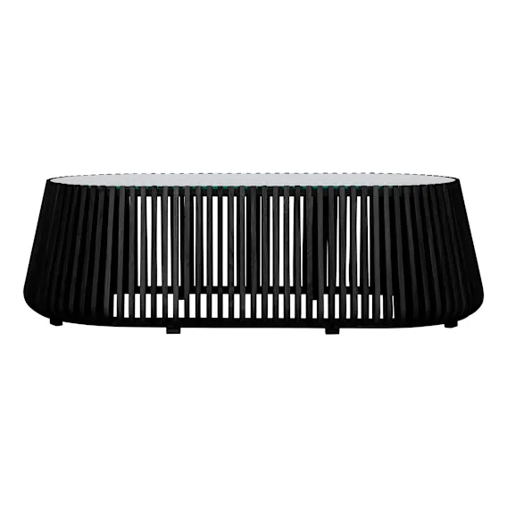 Pila Oval Coffee Table 140cm in Black / Glass