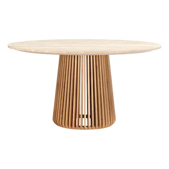 Pila Round Dining Table 150cm in American Oak / Travertine