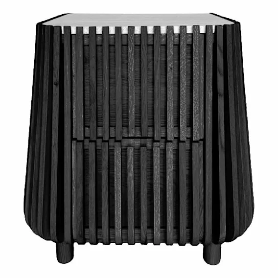 Pila Bedside Table in Black / Carrara Marble