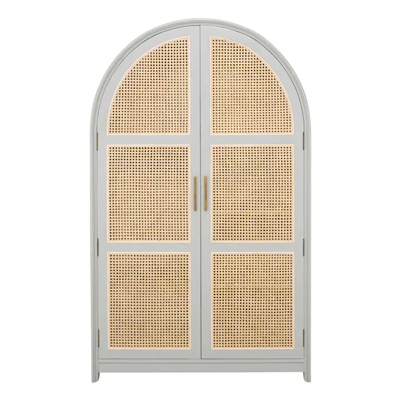 Porter Kids Wardrobe in Grey / Rattan