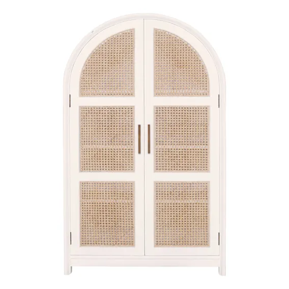 Porter Kids Wardrobe in White / Rattan