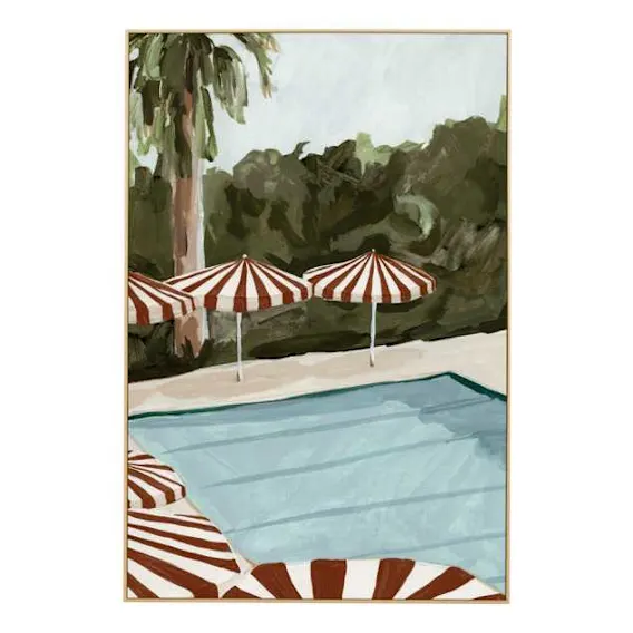 Resort Umbrellas 1 Box Framed Canvas in 102 x 152cm