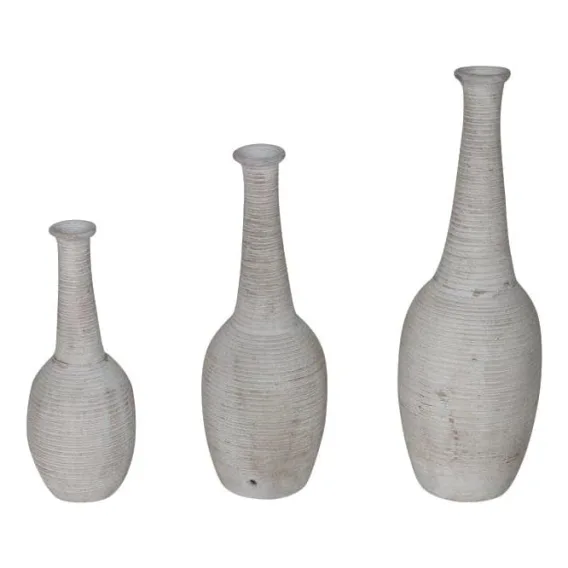 Rishani  Pots Set of 3 23x74cm in Antique White