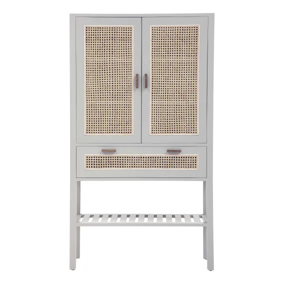 Rita Storage Cabinet in Grey / Rattan