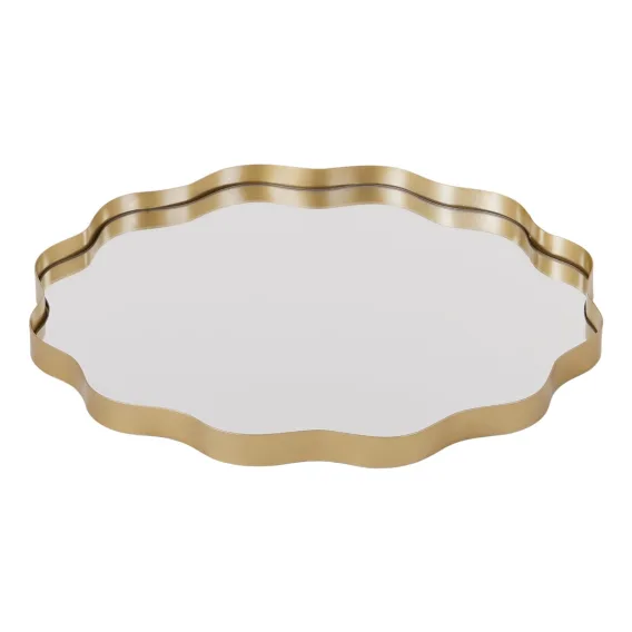 Ripple Mirror Tray 35x2cm in Gold