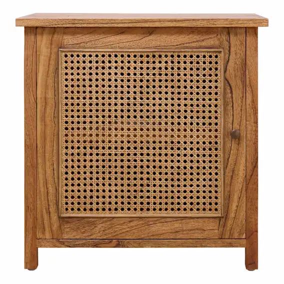 Rita Bedside Table with Door in Mindi Clear / Rattan