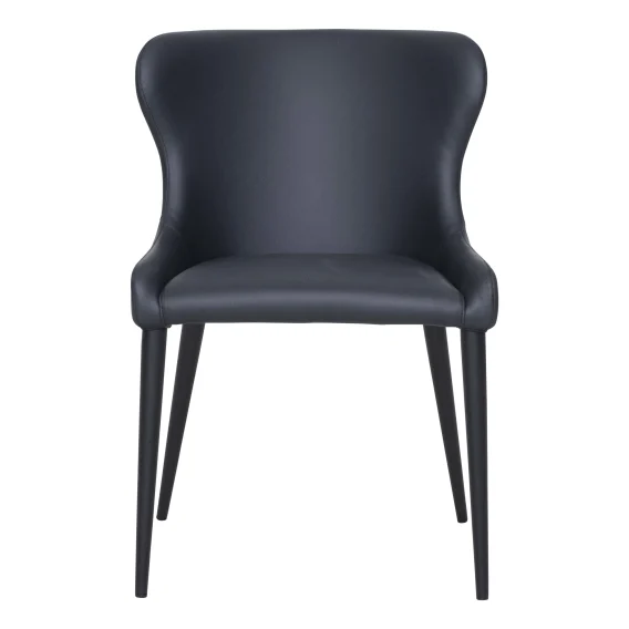 Roma Dining Chair in Linea Leather Black / Black Leg