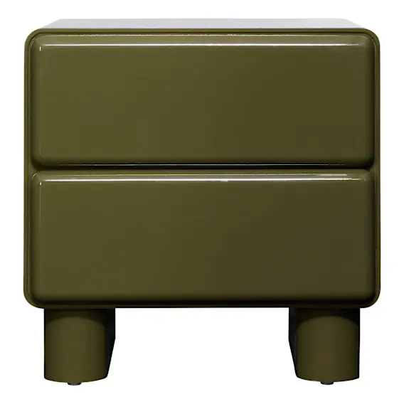 Rogue Bedside Table in High Gloss Olive