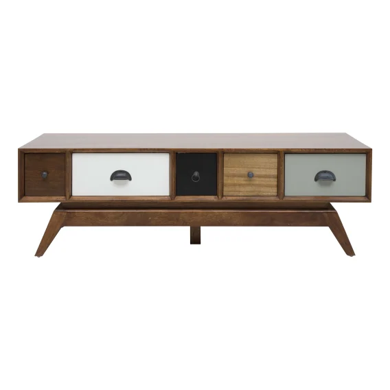 Sari Art Coffee Table with Drawers 130cm in Tea Brown / Multi