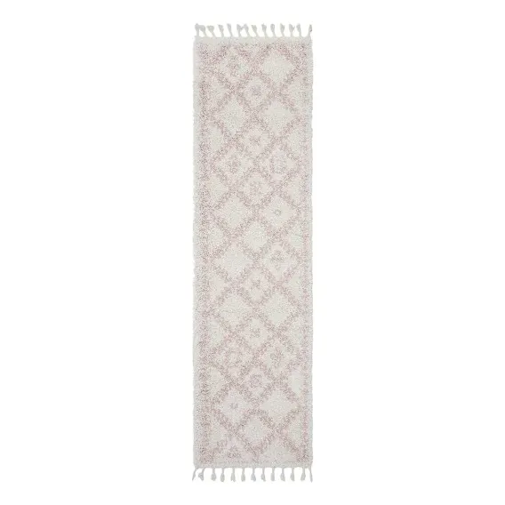 Saffron 33 Rug 80x200cm in Pink/Off Whte