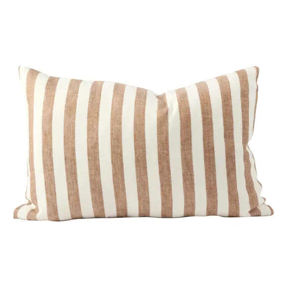 Santi Feather Fill Cushion 60x40cm in White / Nutmeg