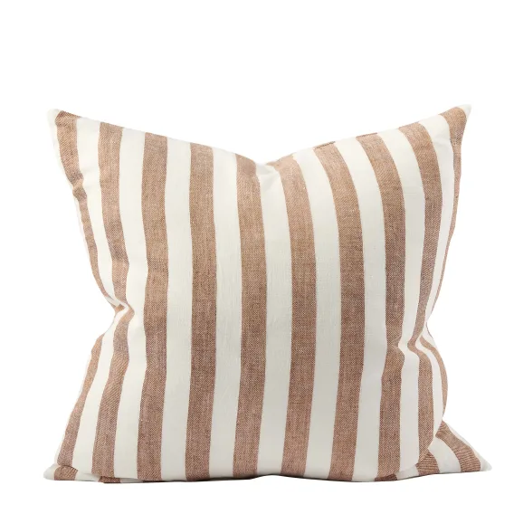 Santi Feather Fill Cushion 50x50cm in White / Nutmeg