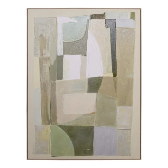 Sage Geometry Box Framed Canvas in 123 x 163cm
