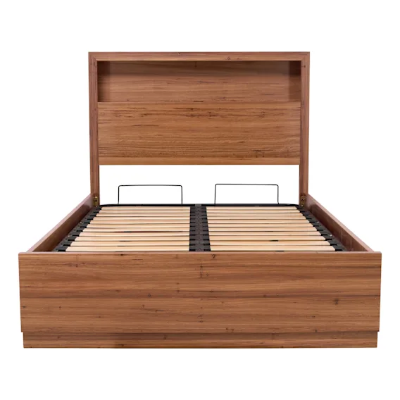 Santos Double Bed Frame with Gas Lift Storage in Dark Wormy Chestnut