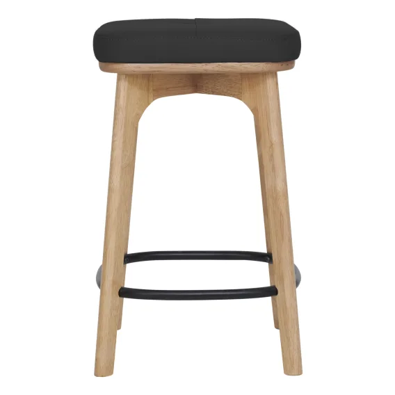 Silva Bar Stool in Black Leather / Clear