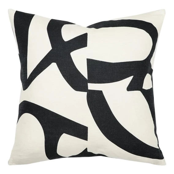 Sigrid Feather Fill Cushion 50x50cm in Black / White