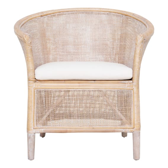 Skye Designer Chair in Whitewash Rattan