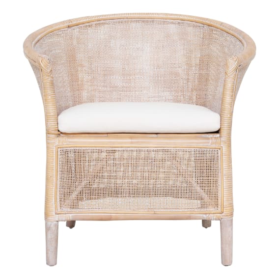 Skye Designer Chair in Whitewash Rattan