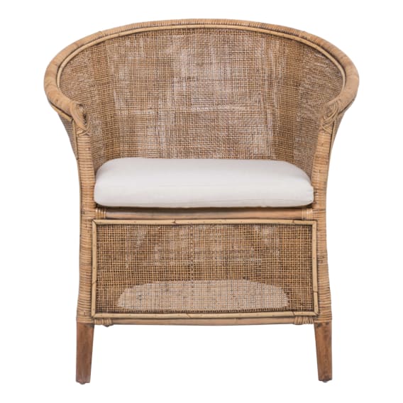 Skye Designer Chair in Honey Brown Rattan