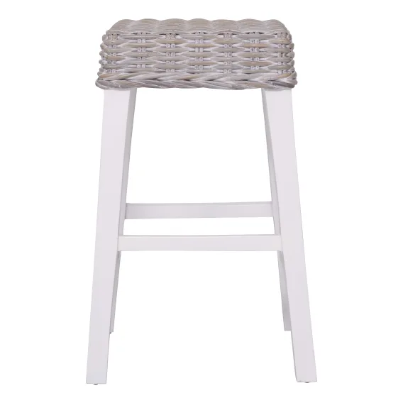 Sorrento Bar Stool in Rattan Whitewash / White