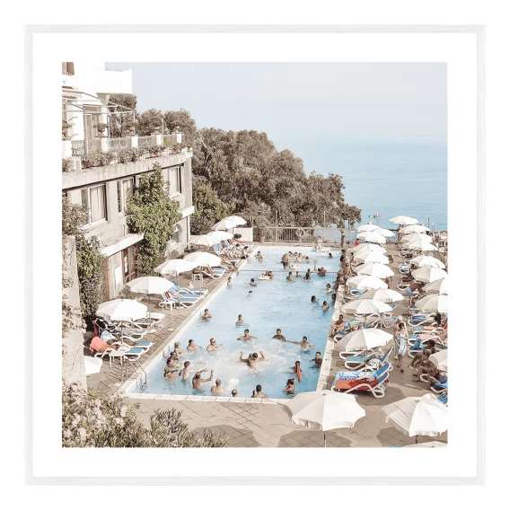 Spanish Poolside Framed Print in 95x95cm