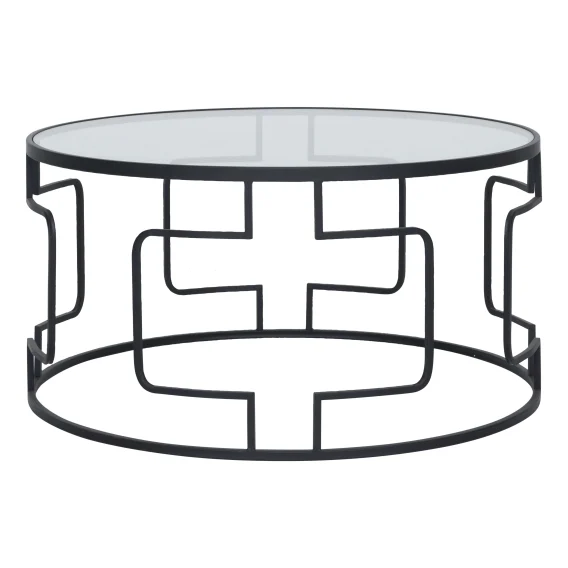 Stella Round Coffee Table 80cm in Iron Black / Glass