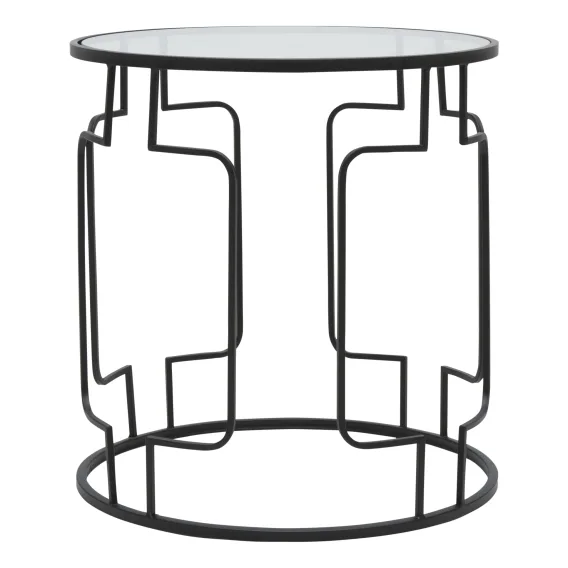 Stella Round Side Table 50cm in Iron Black / Glass