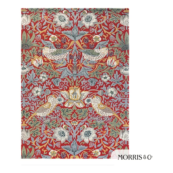 Strawberry Thief Rug 170x240cm in Crimson