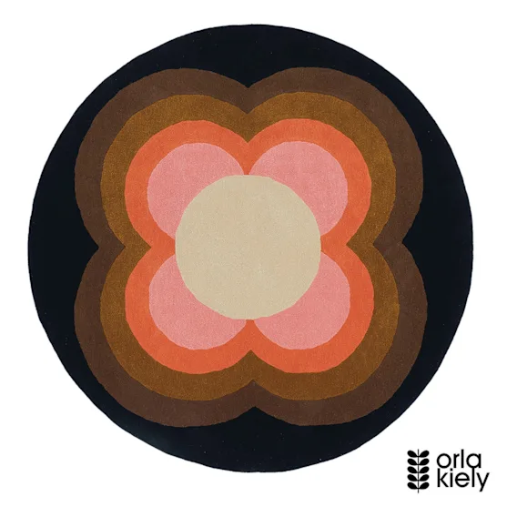 Sunflower Pink Rug 200x200cm in Black