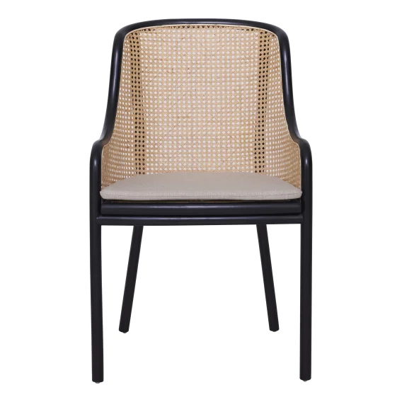 Totti Dining Chair in Black Frame / Natural Wicker