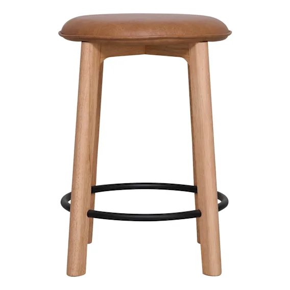 Trig Bar Stool in Urbane Leather Light Brown / Clear
