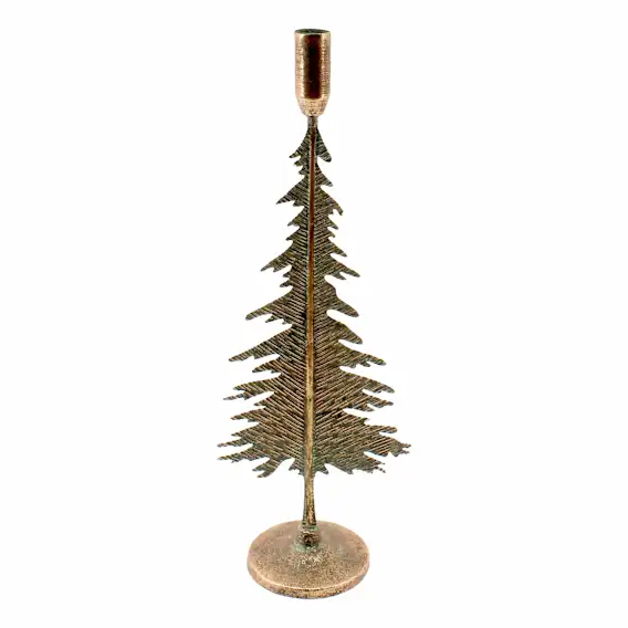 Tree Taper Holder Small 14x35cm in Gold