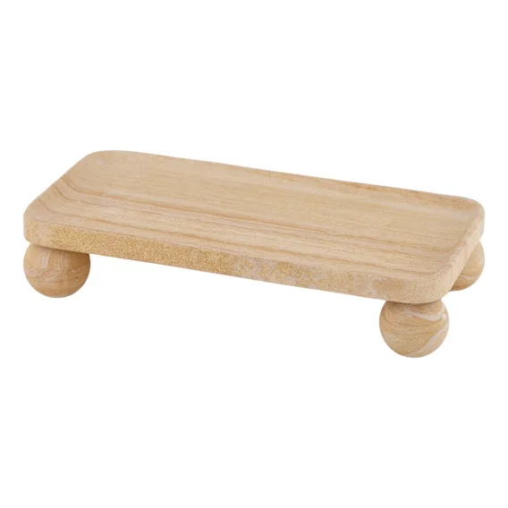 Uma Footed Tray 36x7cm in Tan