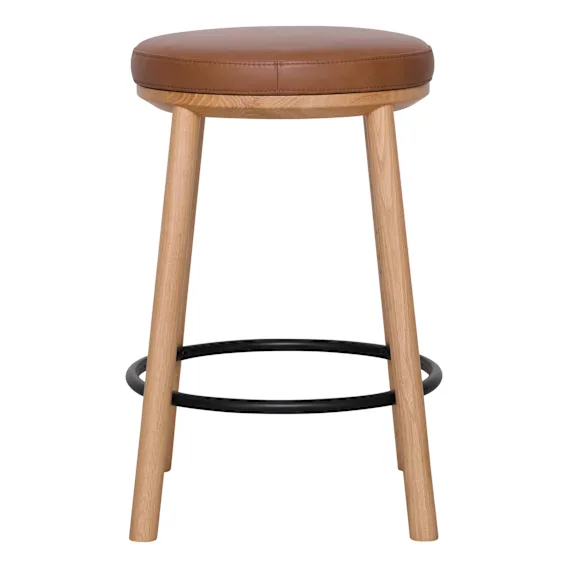 Vega Bar Stool in Jersey Leather Camel / Oak