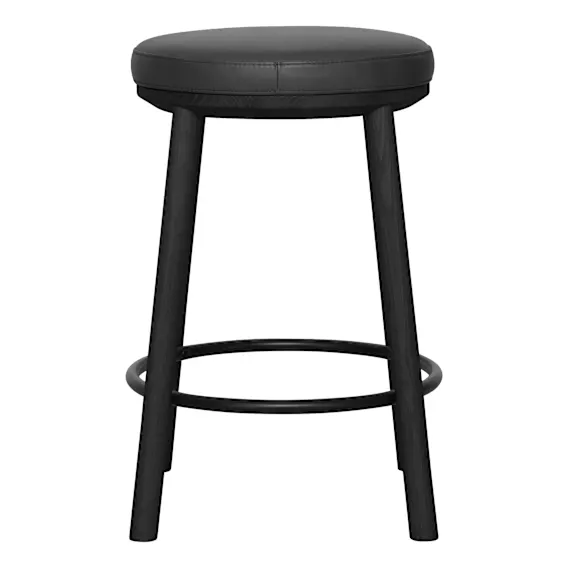 Vega Bar Stool in Jersey Leather Black / Black