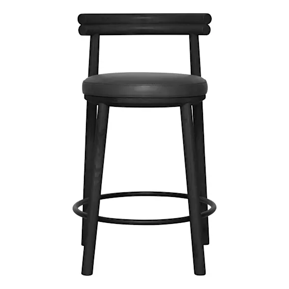 Vega Bar Chair in Jersey Leather Black / Black