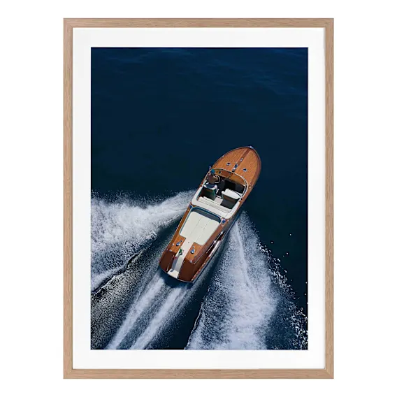 Vintage Speedboat Framed Print in 68 x 84cm