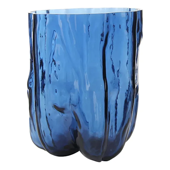 Wave Vase Small 22x27cm in Deep Blue