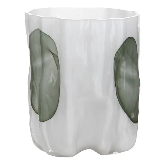 Wave Vase Small 22x27cm in White / Green