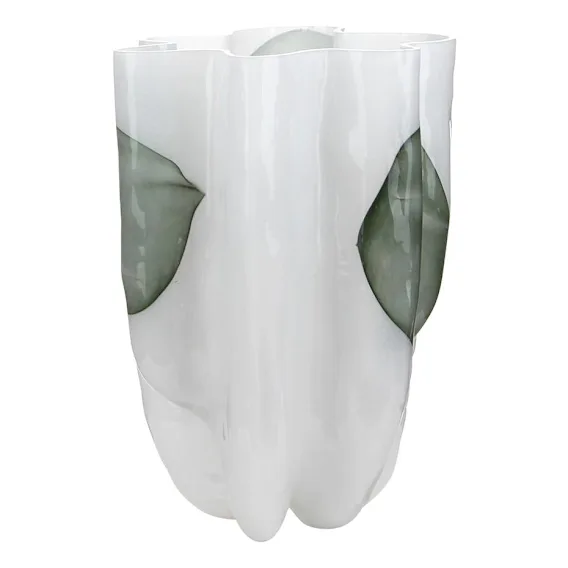 Wave Vase Large 26x37cm in White / Green