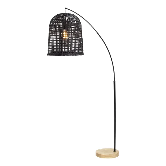 Weave Floor Lamp 100x175cm in Black Rattan