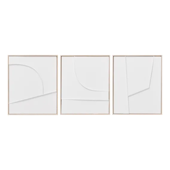 White Shapes Set of 3 Box Framed Canvas in 50 x 60cm