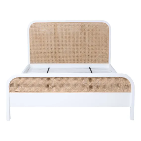 Willow Queen Bed in Mangowood White / Rattan