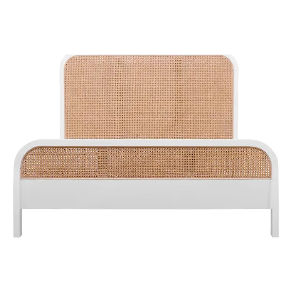 Willow Queen Bed Frame in Mangowood White / Rattan